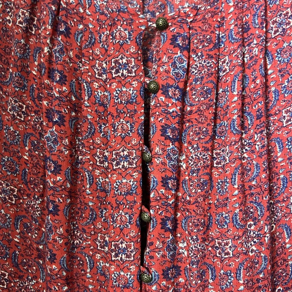 Boho Tapestry Print Peasant Blouse - Picture 9 of 11